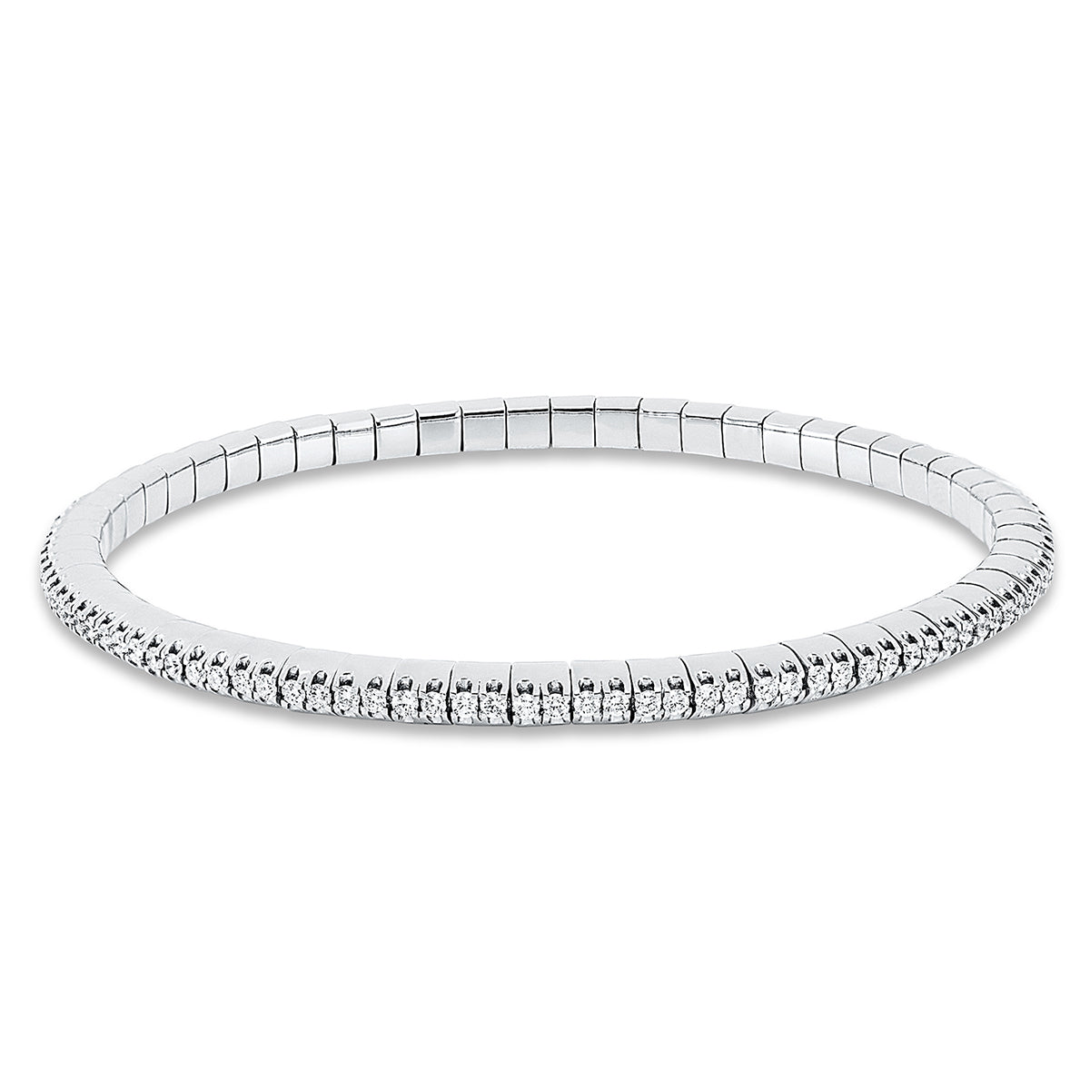 diamond full cut  flex bracelet in white gold