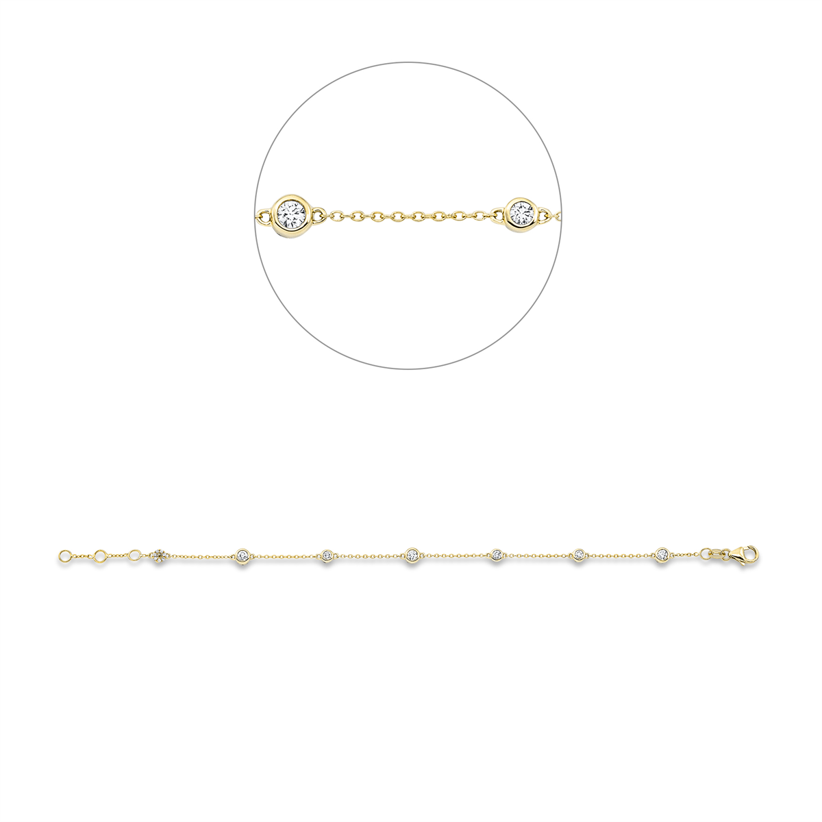 diamond full cut  modern woman bracelet in yellow gold