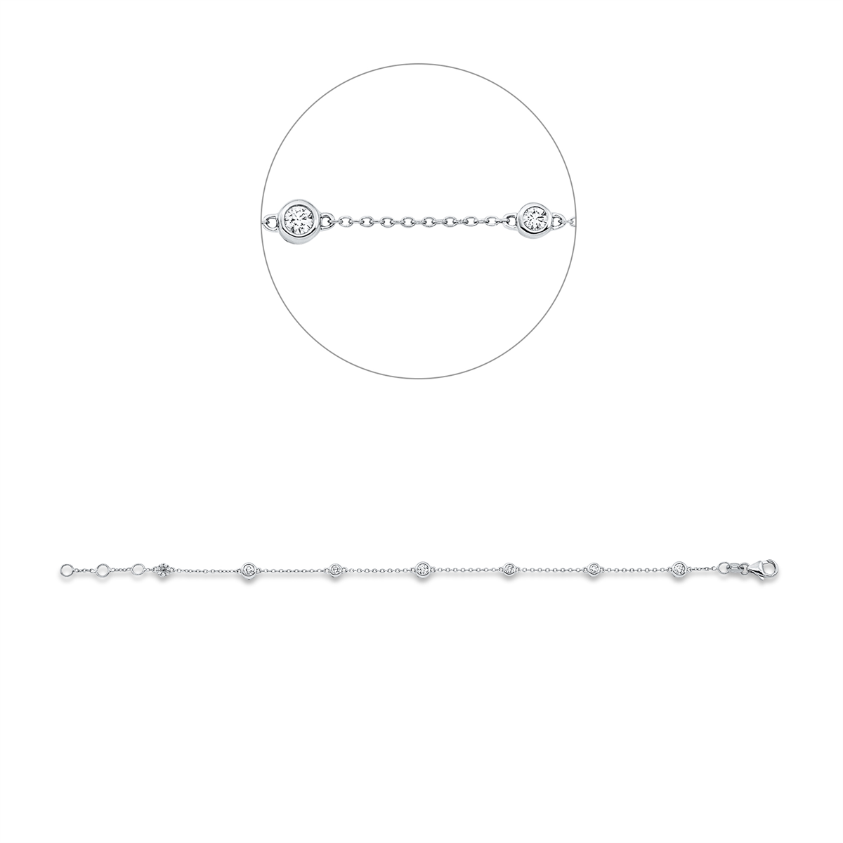 diamond full cut  modern woman bracelet in white gold