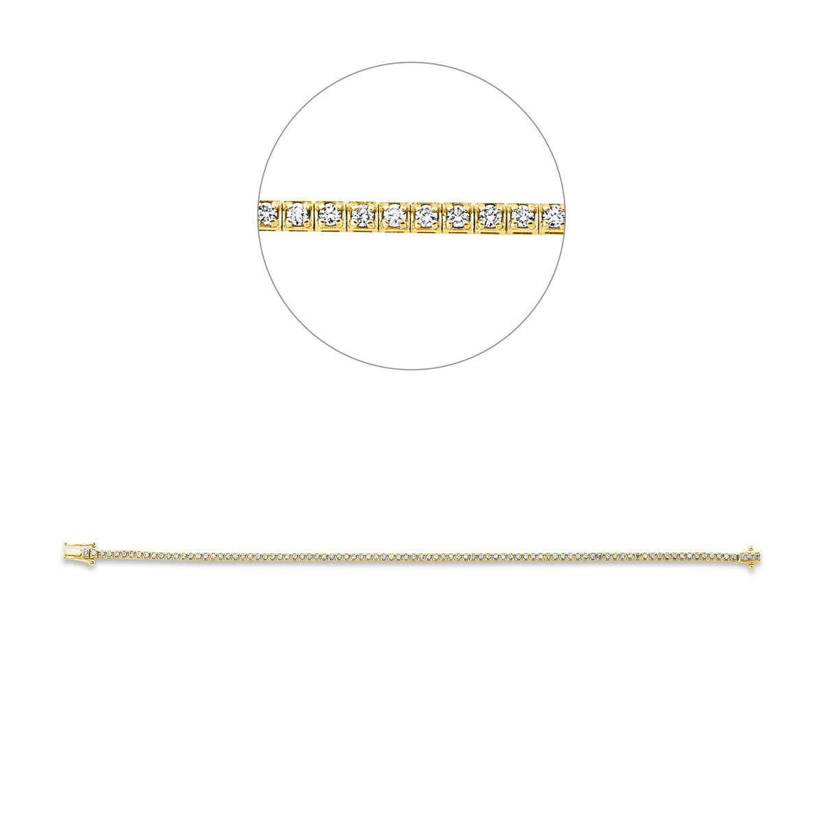 diamond full cut  tennis bracelet bracelet in yellow gold