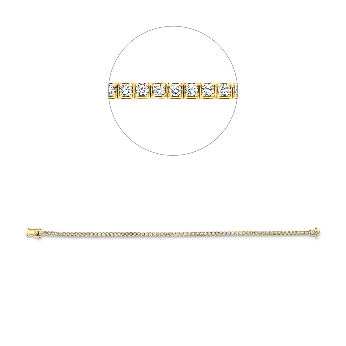 diamond full cut  tennis bracelet bracelet in yellow gold