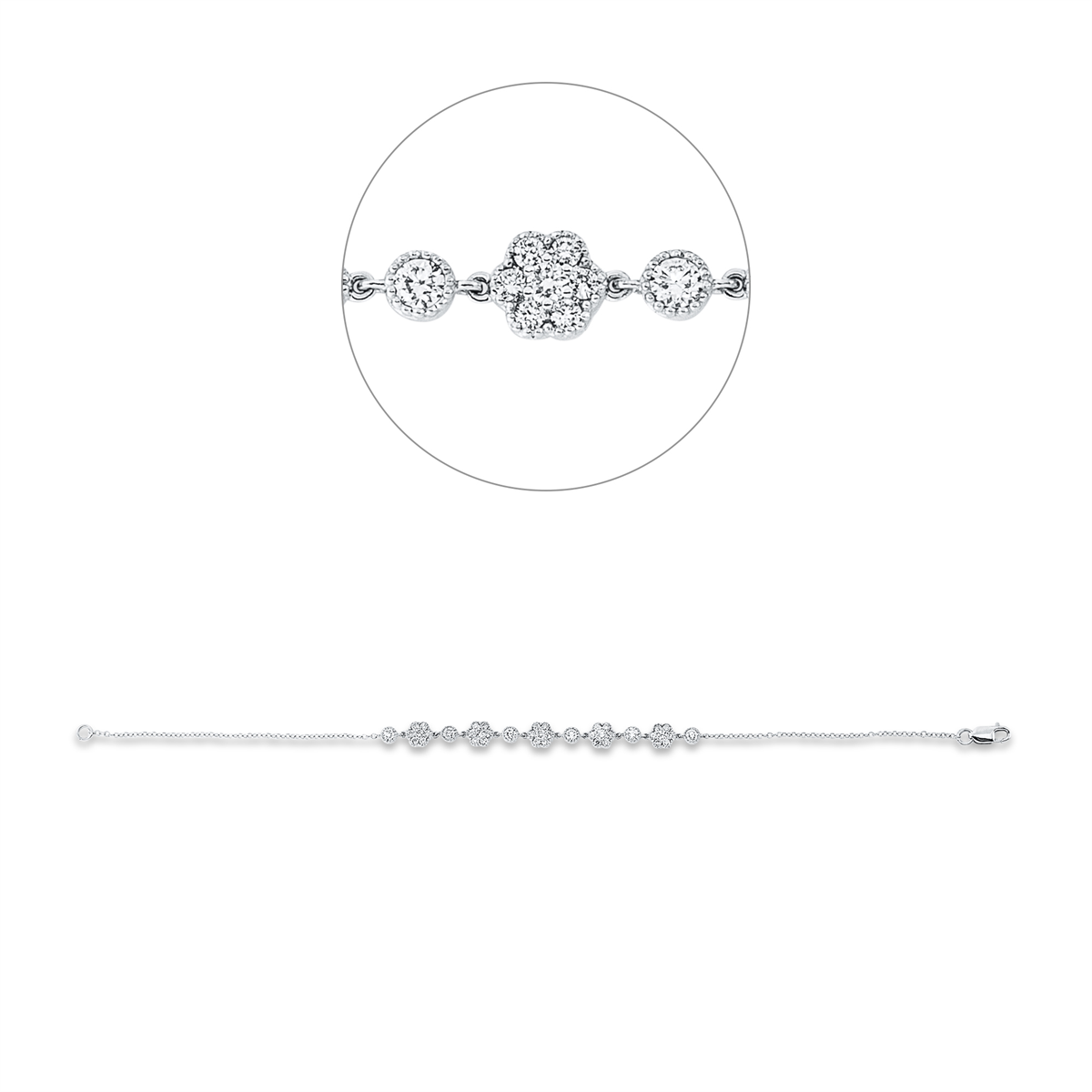 diamond full cut  modern woman bracelet in white gold