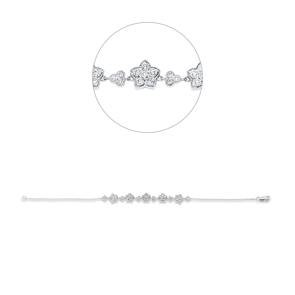 diamond full cut  modern woman bracelet in white gold