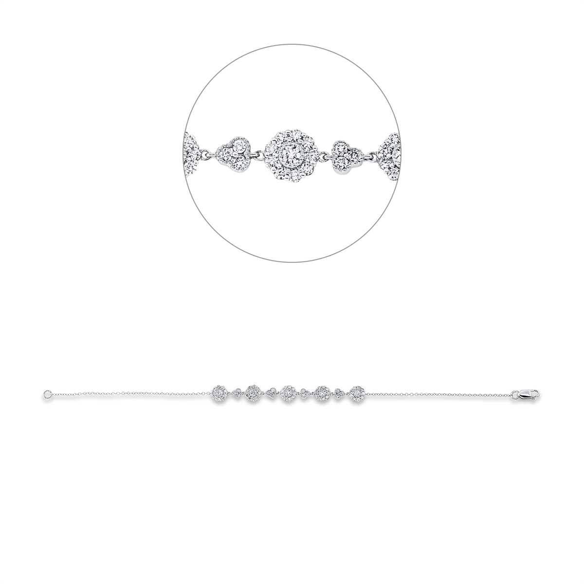 diamond full cut  modern woman bracelet in white gold