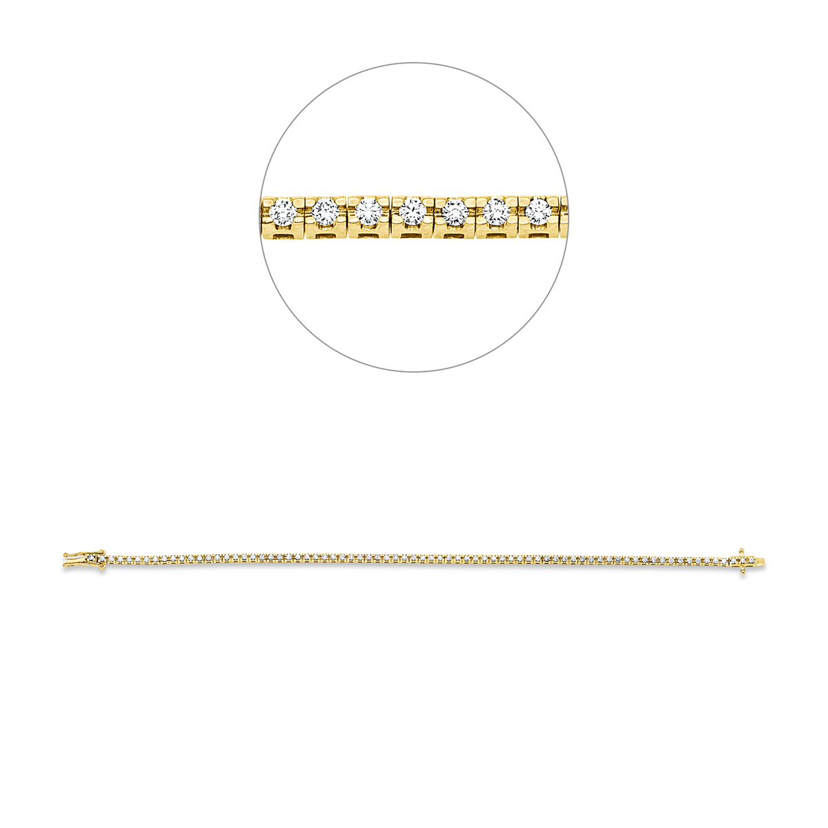 diamond full cut  tennis bracelet bracelet in yellow gold