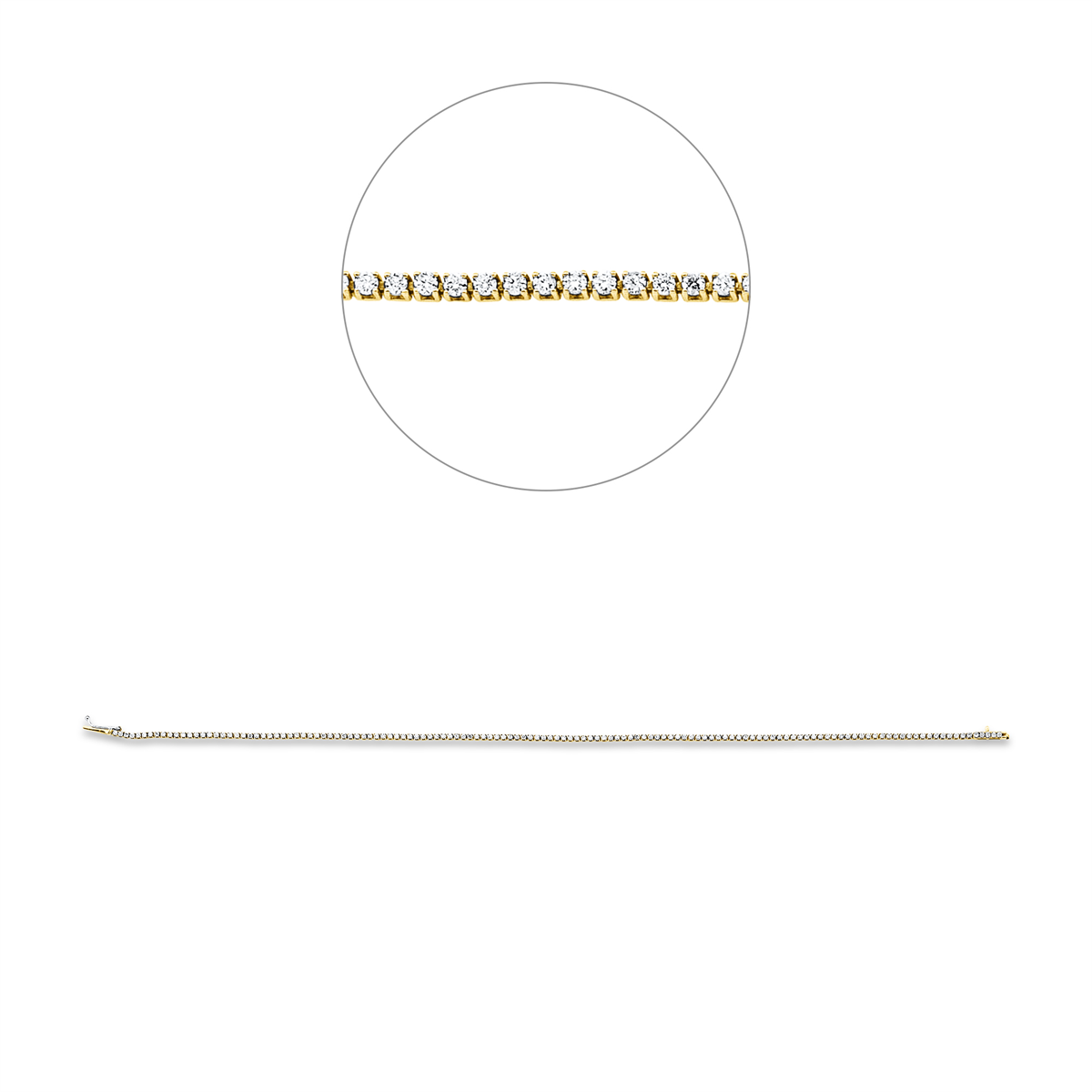 diamond full cut  tennis bracelet bracelet in yellow gold