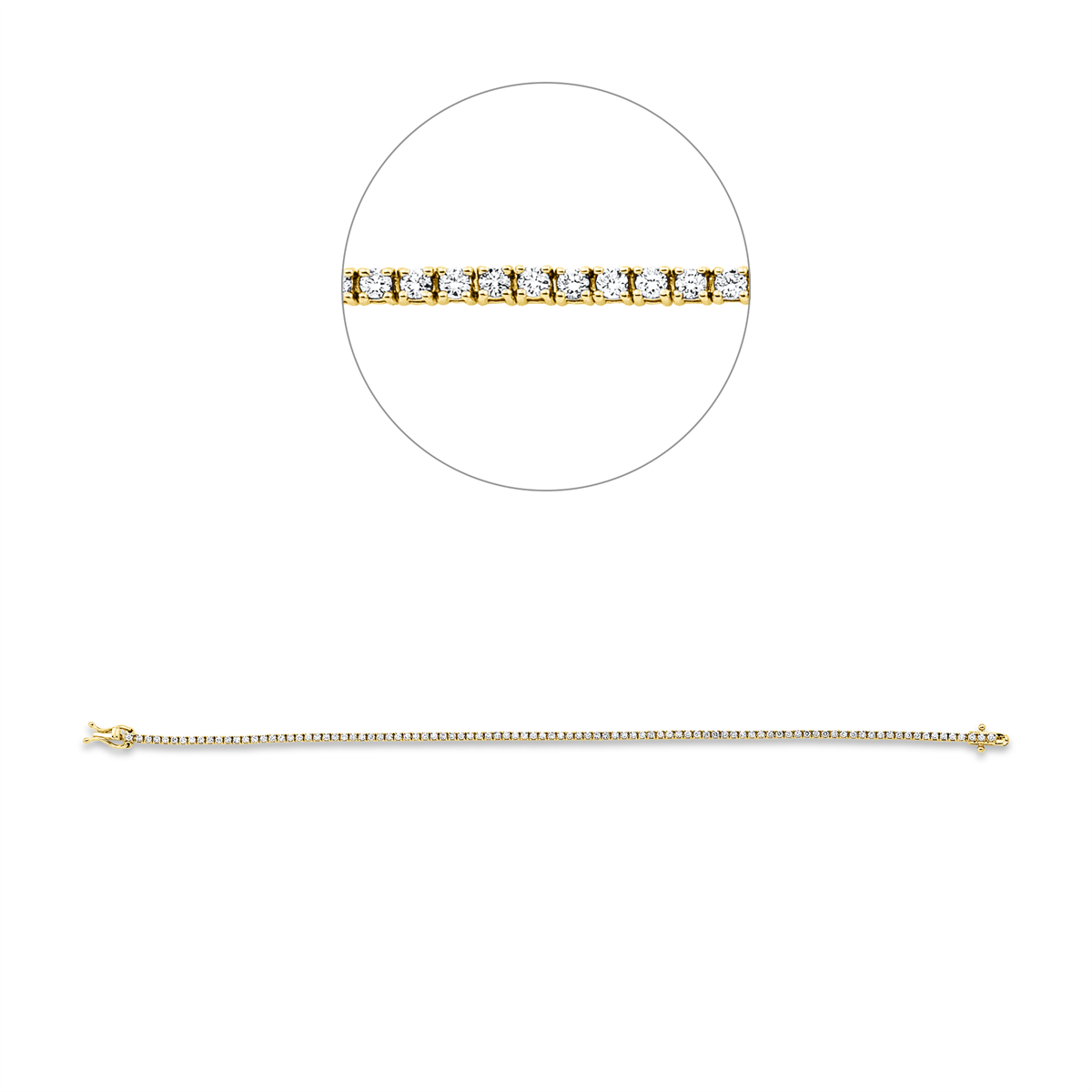 diamond full cut  tennis bracelet bracelet in yellow gold