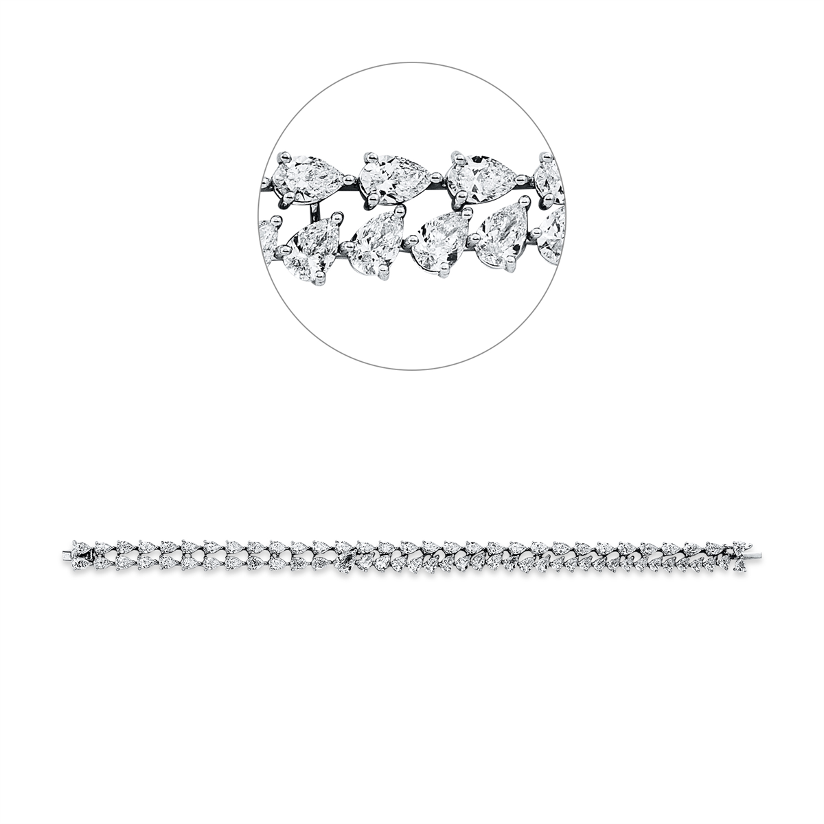 pear shape  exclusive bracelet in white gold