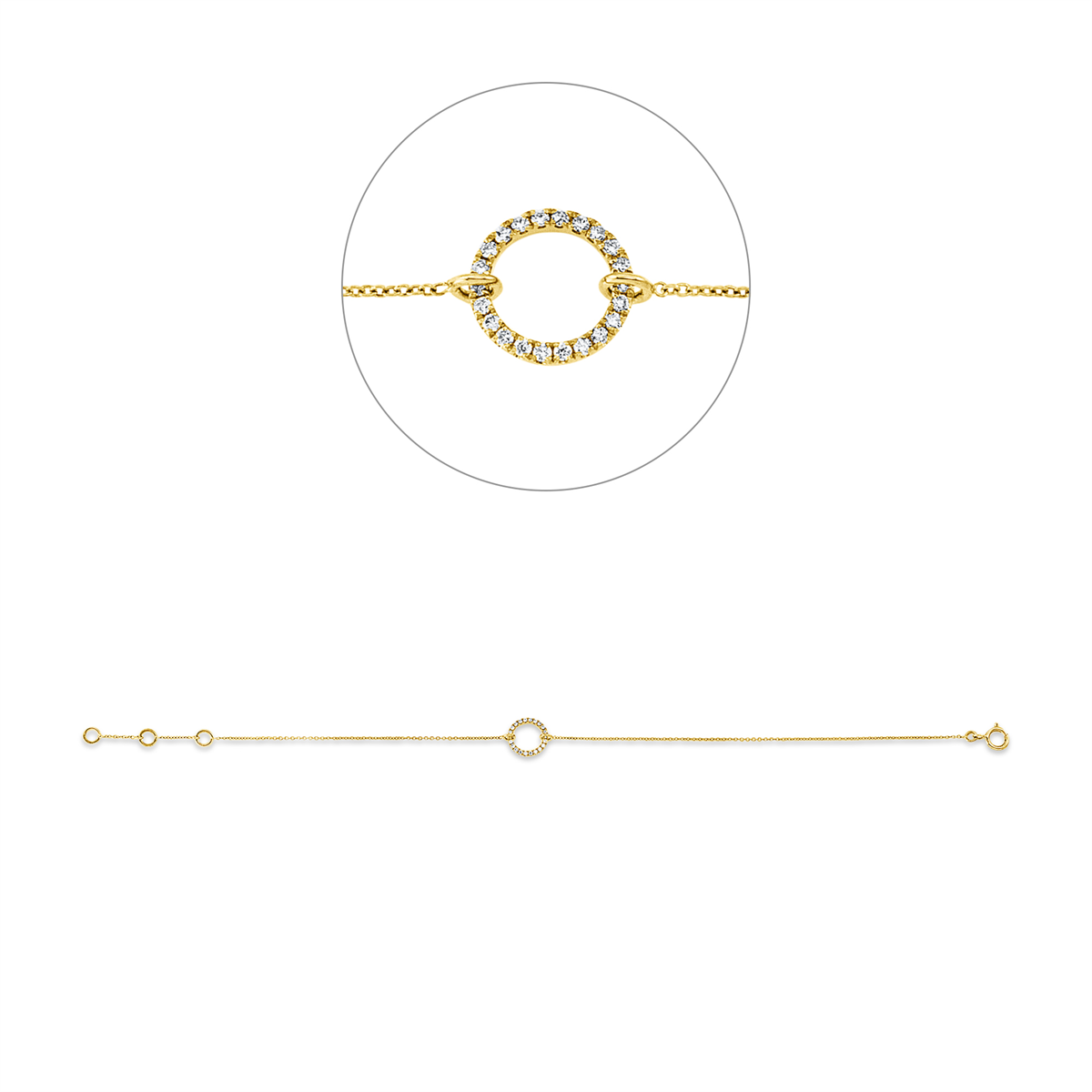 diamond full cut  modern woman bracelet in yellow gold