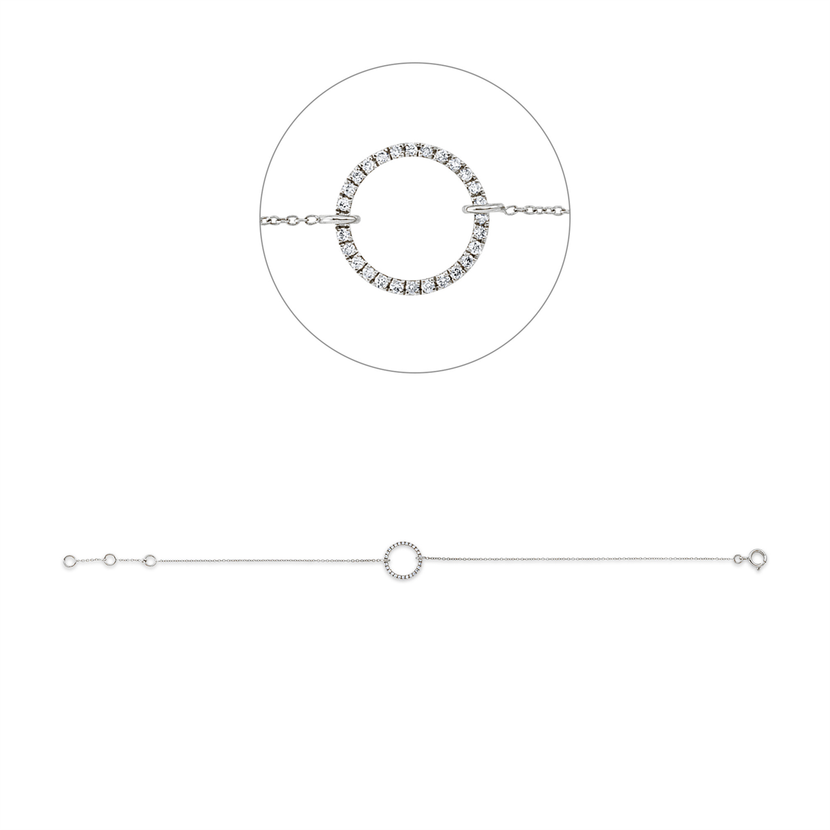 diamond full cut  modern woman bracelet in white gold