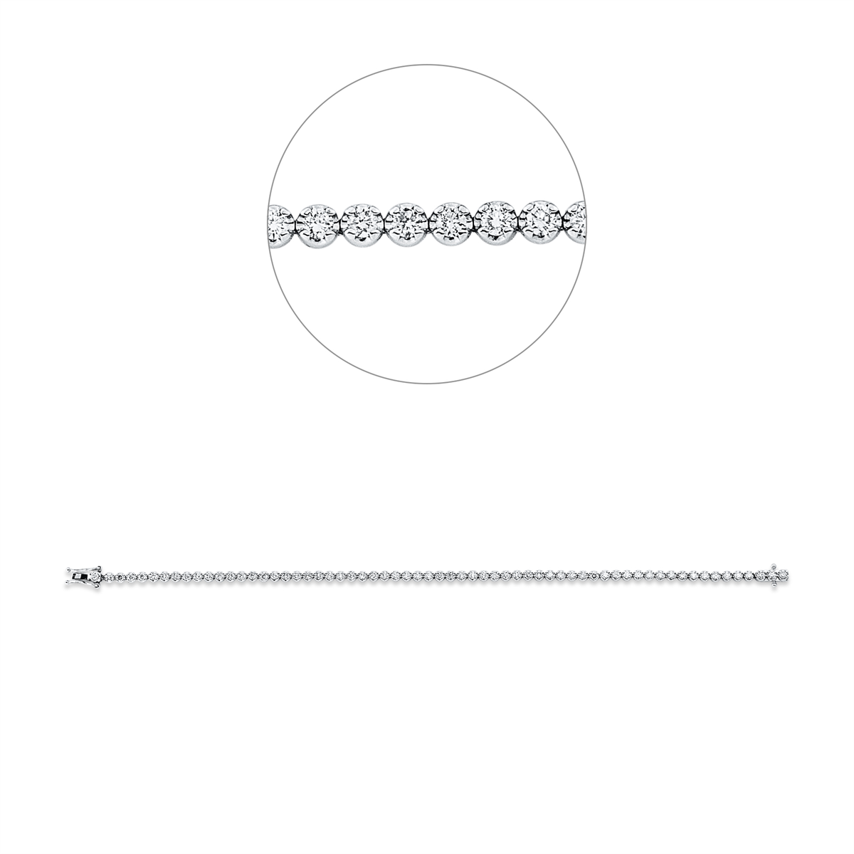 diamond full cut  tennis bracelet bracelet in white gold