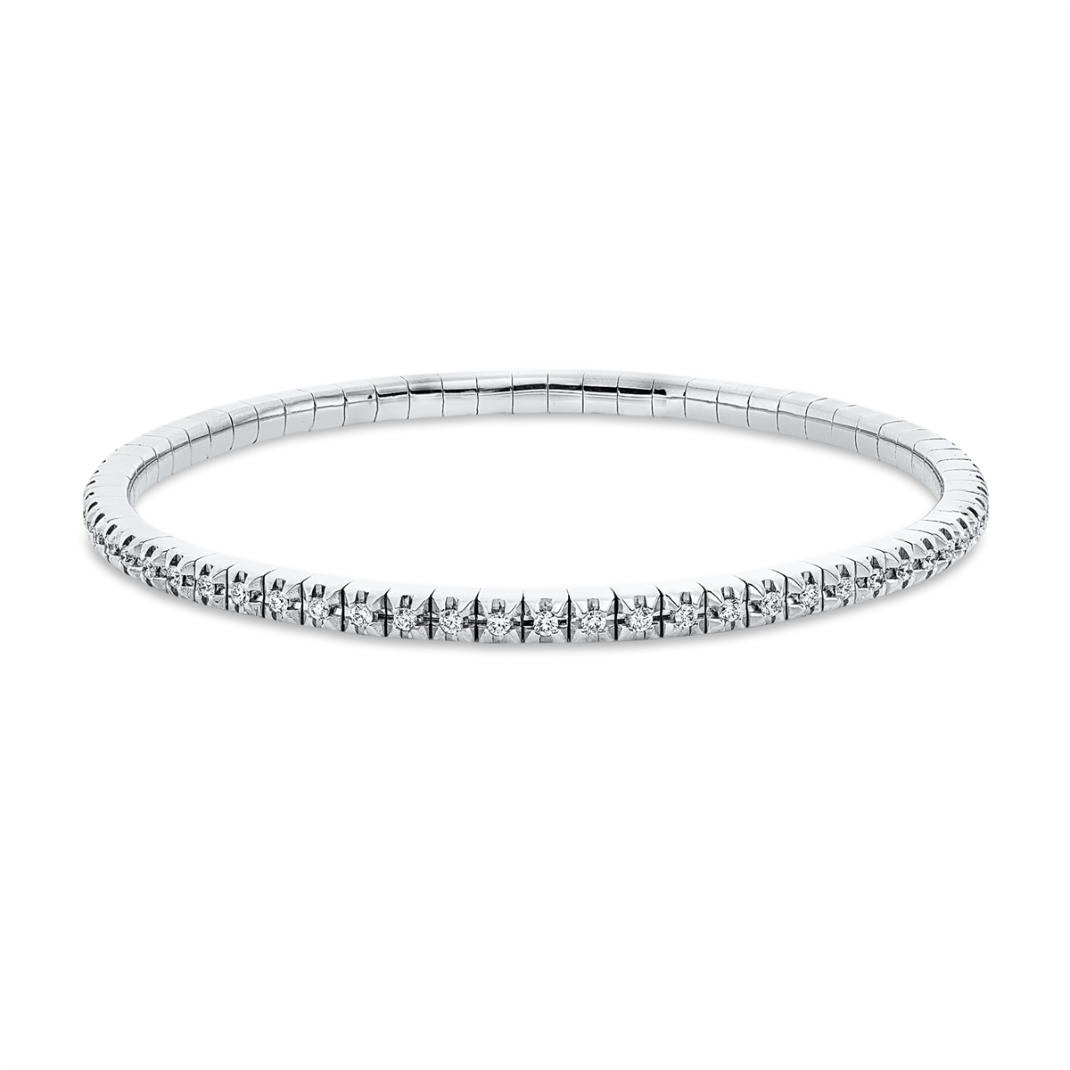 diamond full cut  flex bracelet in white gold