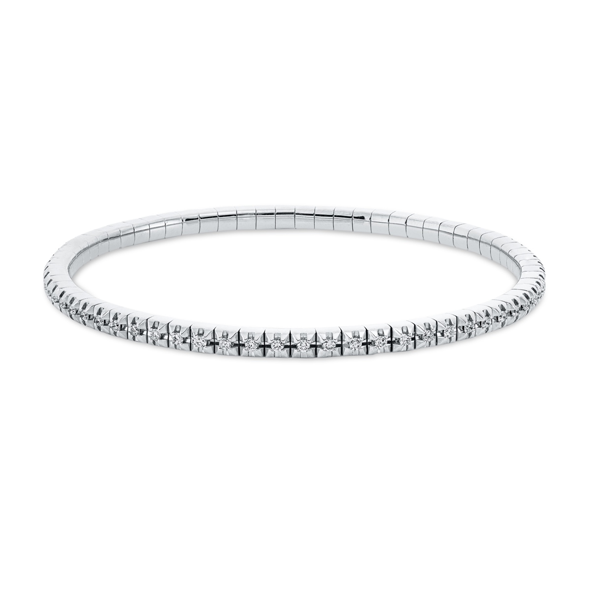 diamond full cut  flex bracelet in white gold