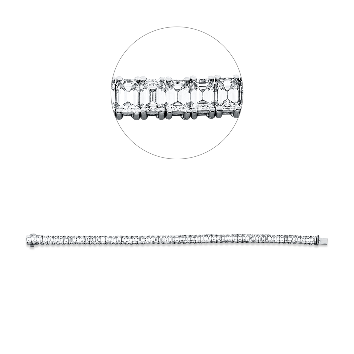 emerald cut  exclusive bracelet in white gold