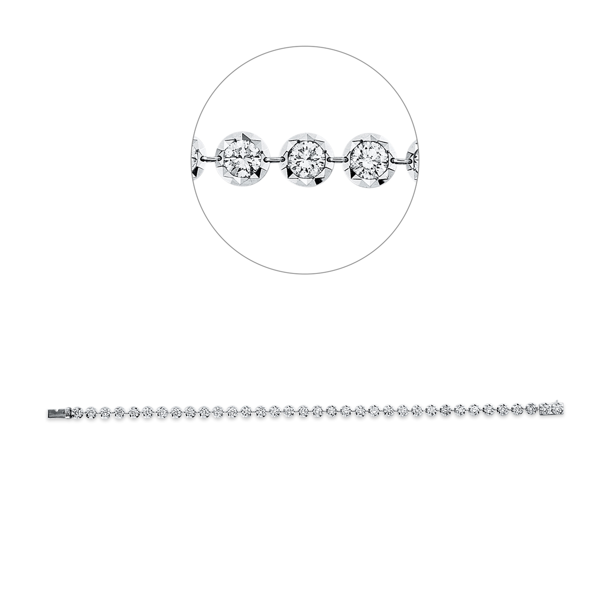 diamond full cut  tennis bracelet bracelet in white gold