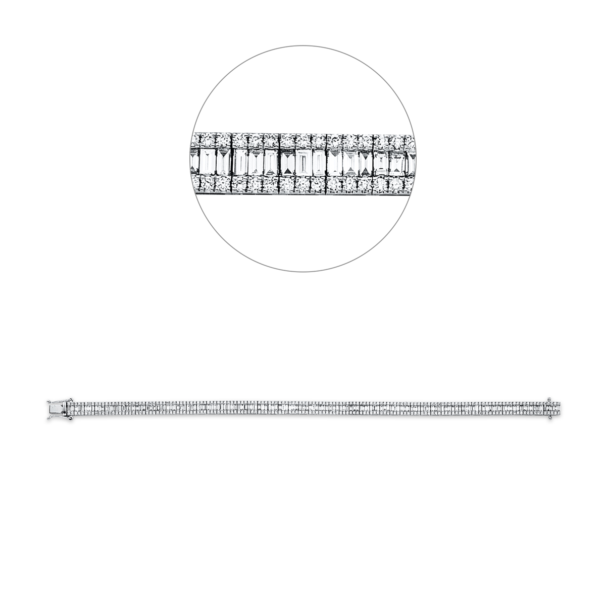 diamond full cut  baguette bracelet in white gold