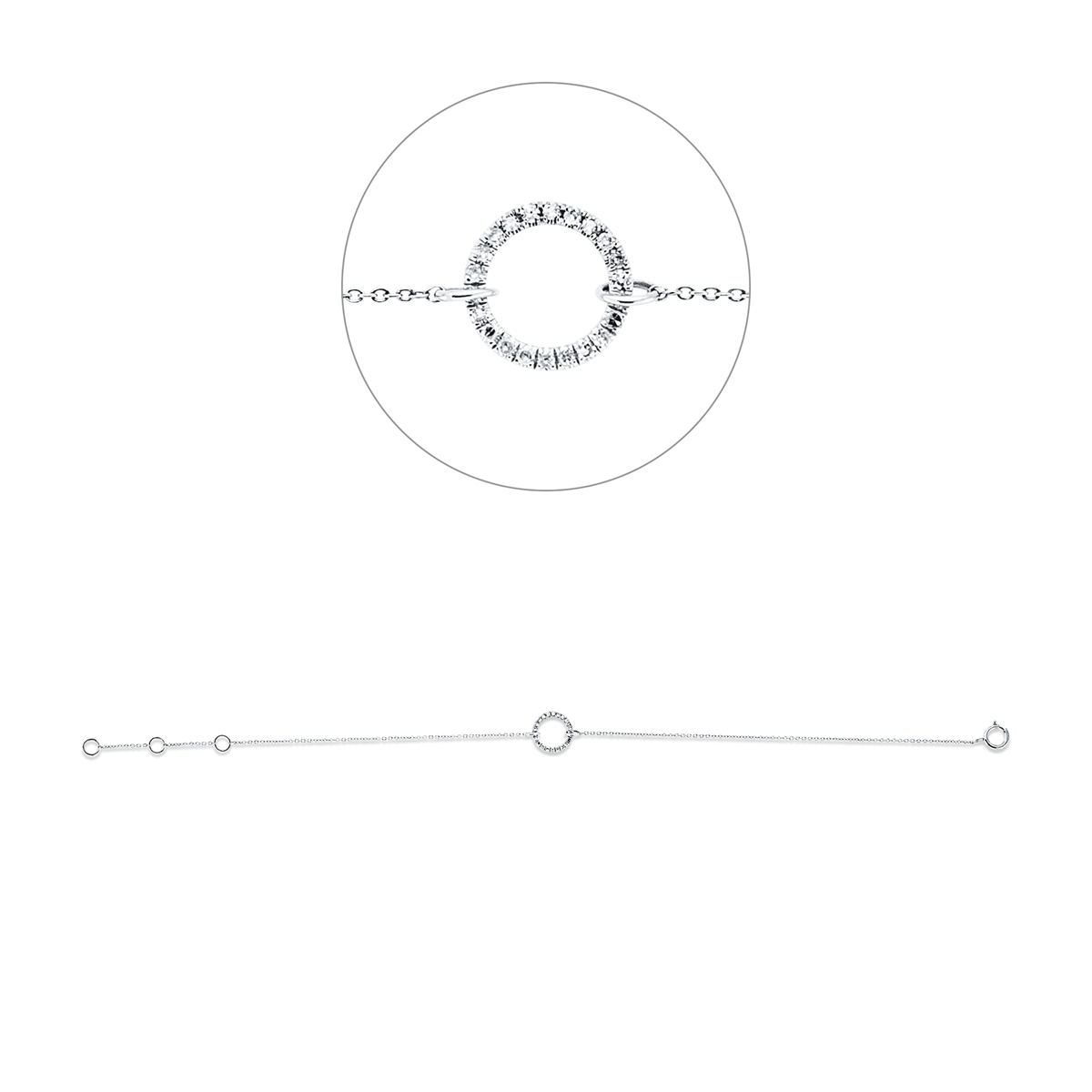 diamond single cut  modern woman bracelet in white gold
