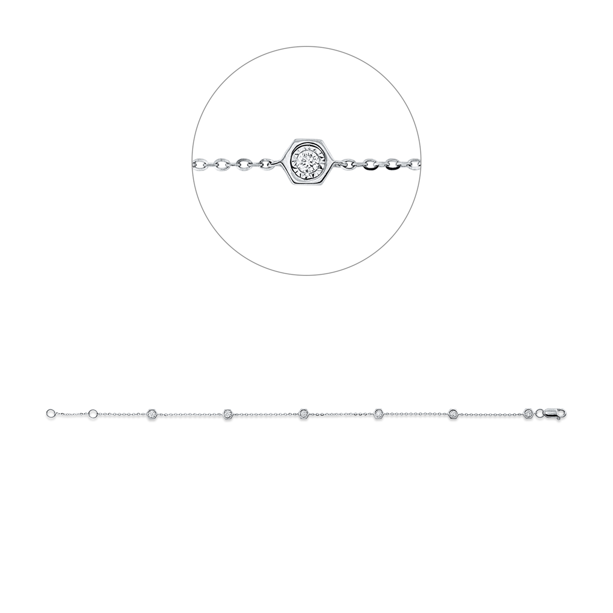 diamond full cut  modern woman bracelet in white gold