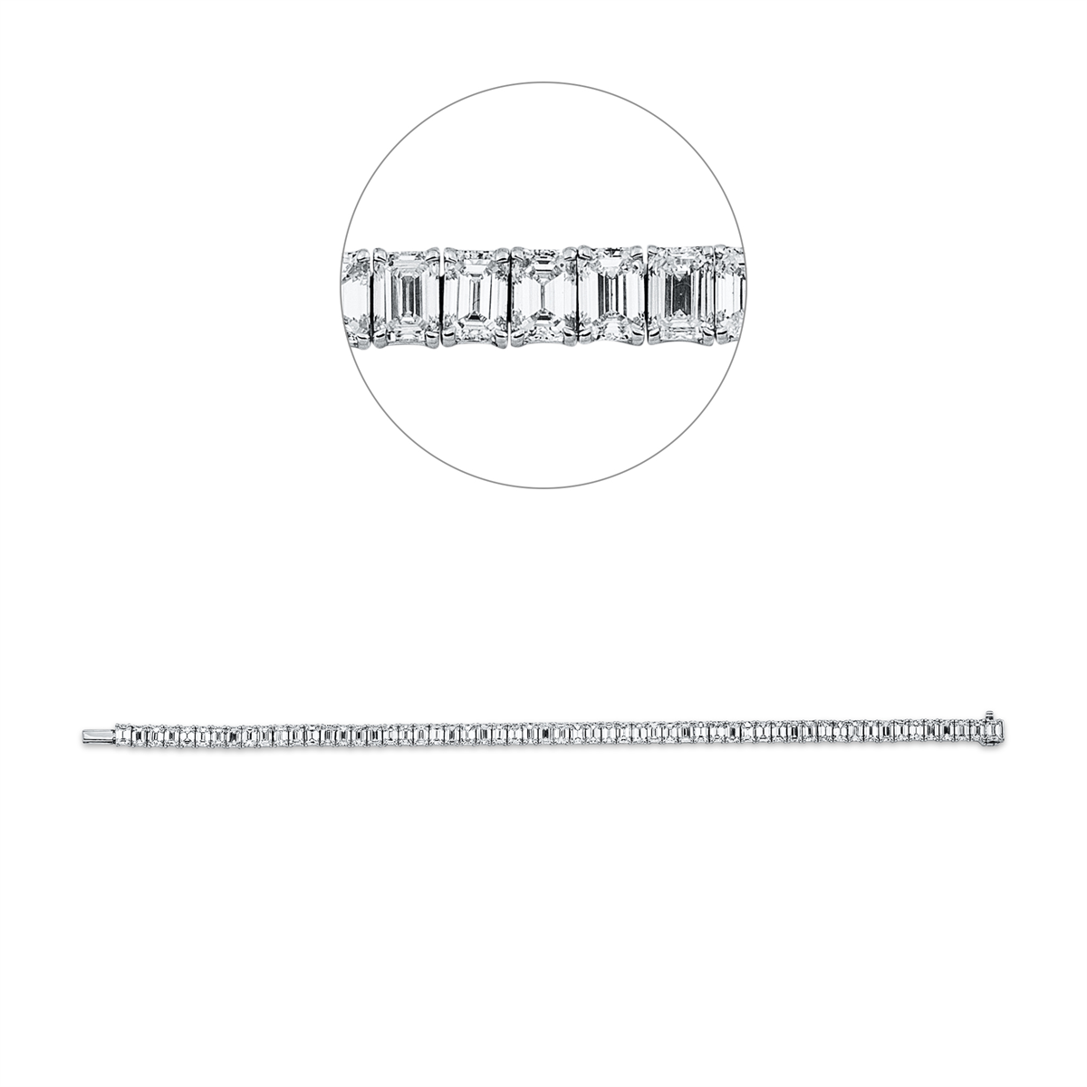 emerald cut  exclusive bracelet in white gold