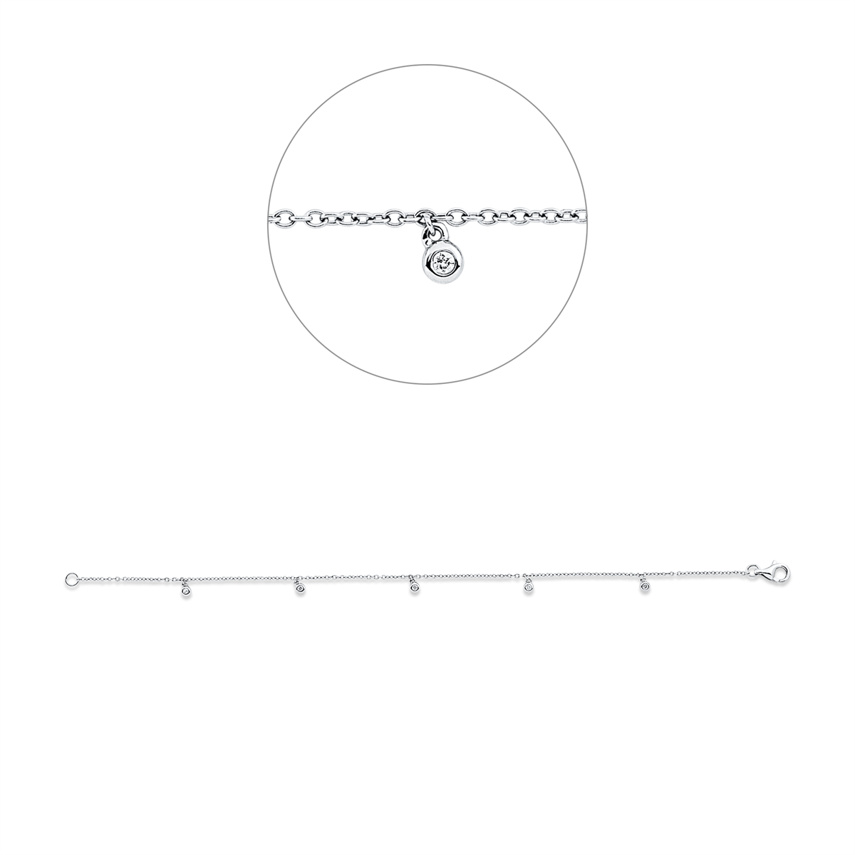 diamond full cut  modern woman bracelet in white gold