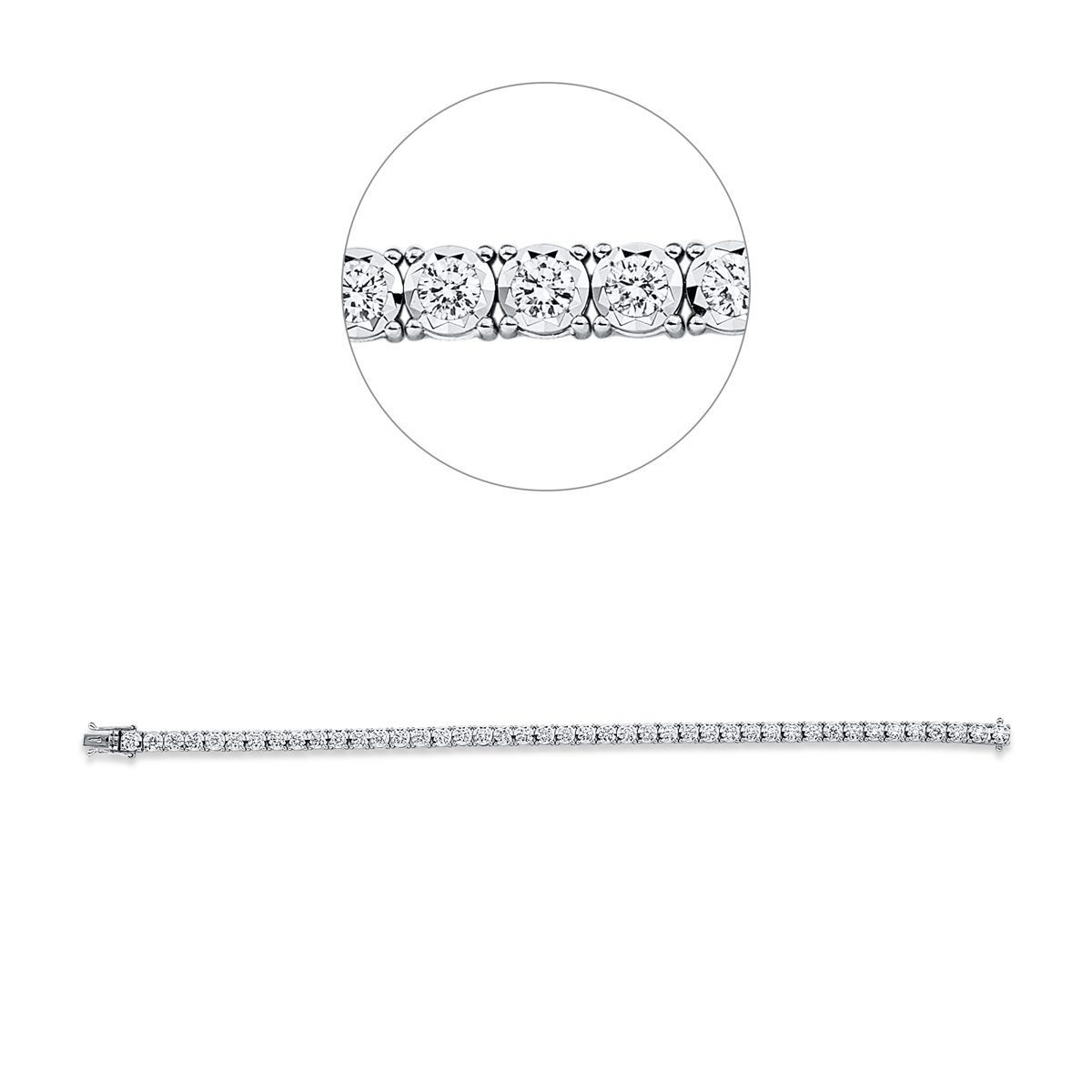 diamond full cut  tennis bracelet bracelet in white gold