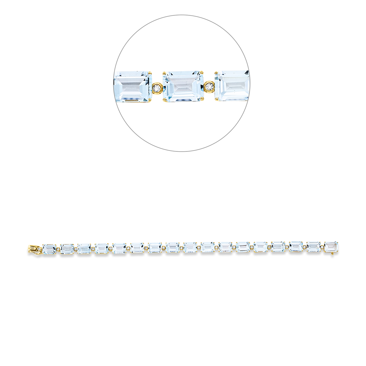 diamond full cut topaz colored stone fashion bracelet in yellow gold