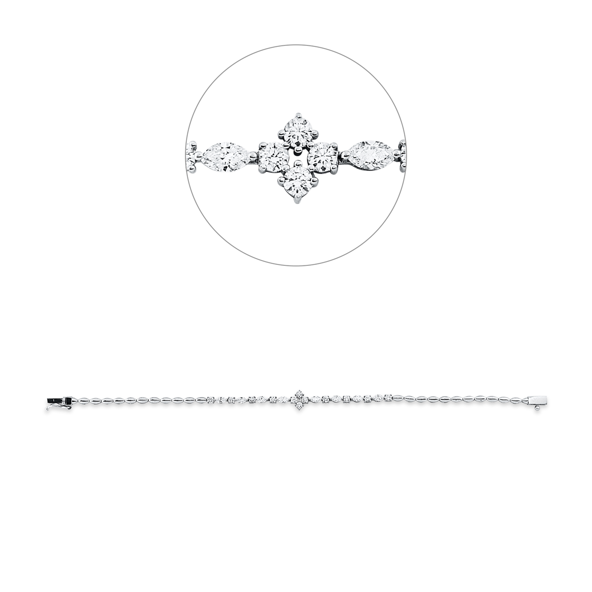 diamond full cut  modern woman bracelet in white gold