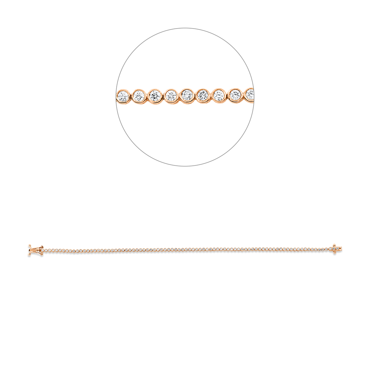 diamond full cut  modern woman bracelet in red gold