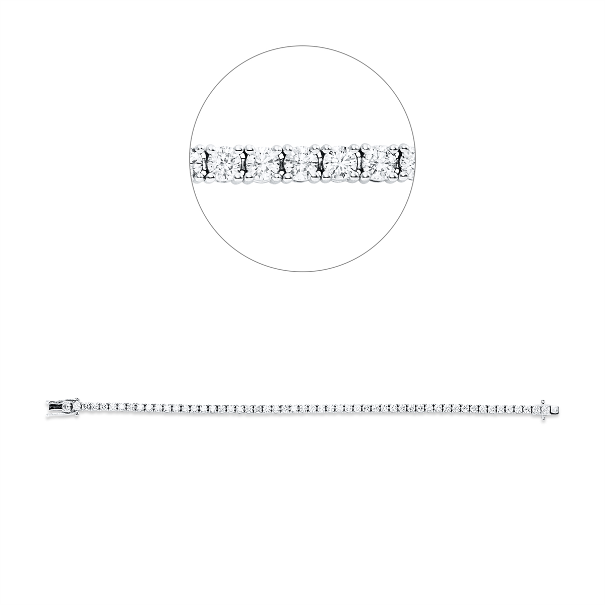 diamond full cut  tennis bracelet bracelet in white gold