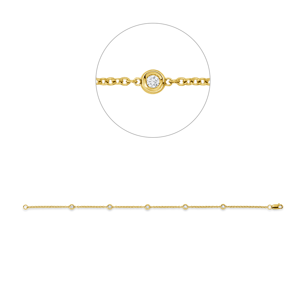 diamond full cut  modern woman bracelet in yellow gold