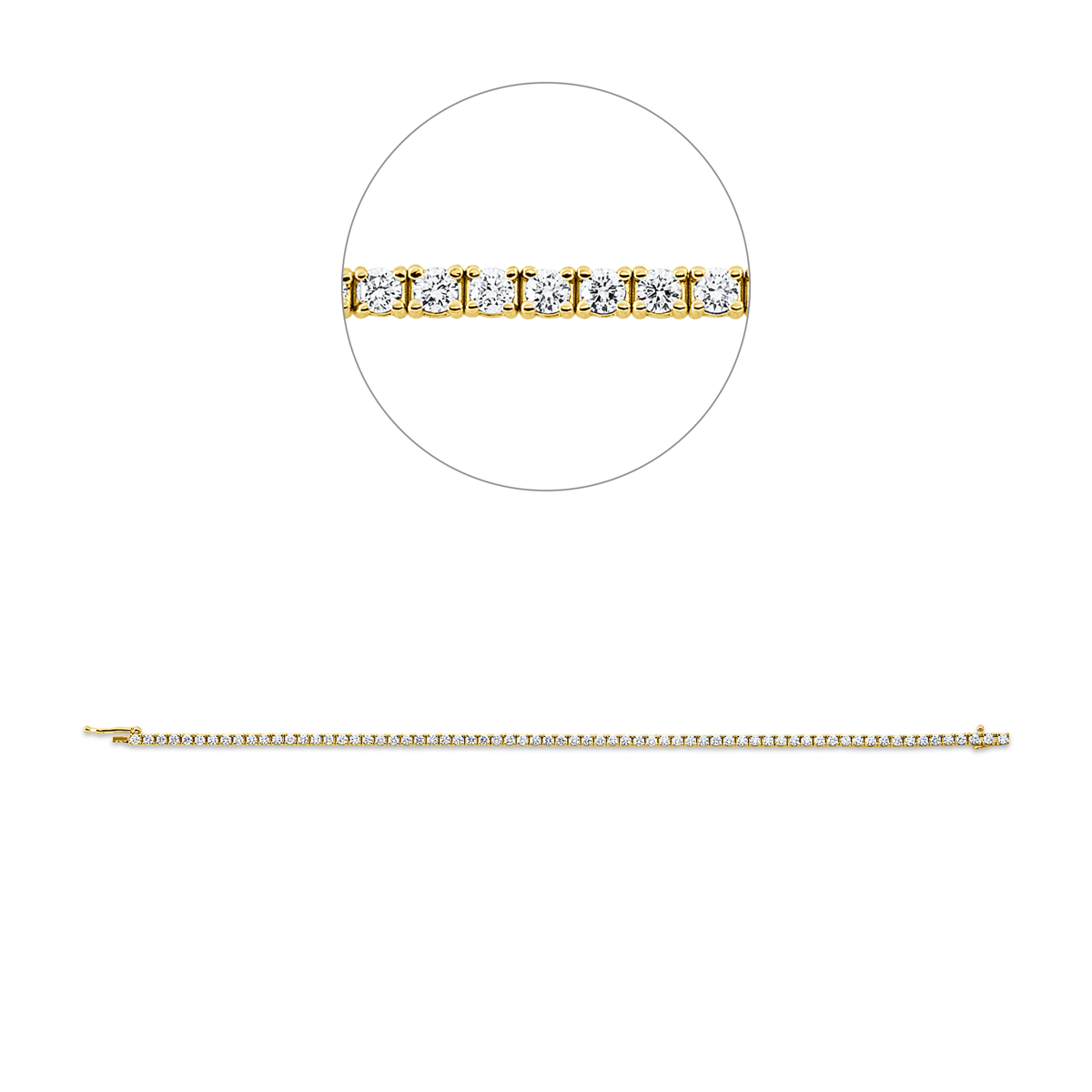 diamond full cut  tennis bracelet bracelet in yellow gold
