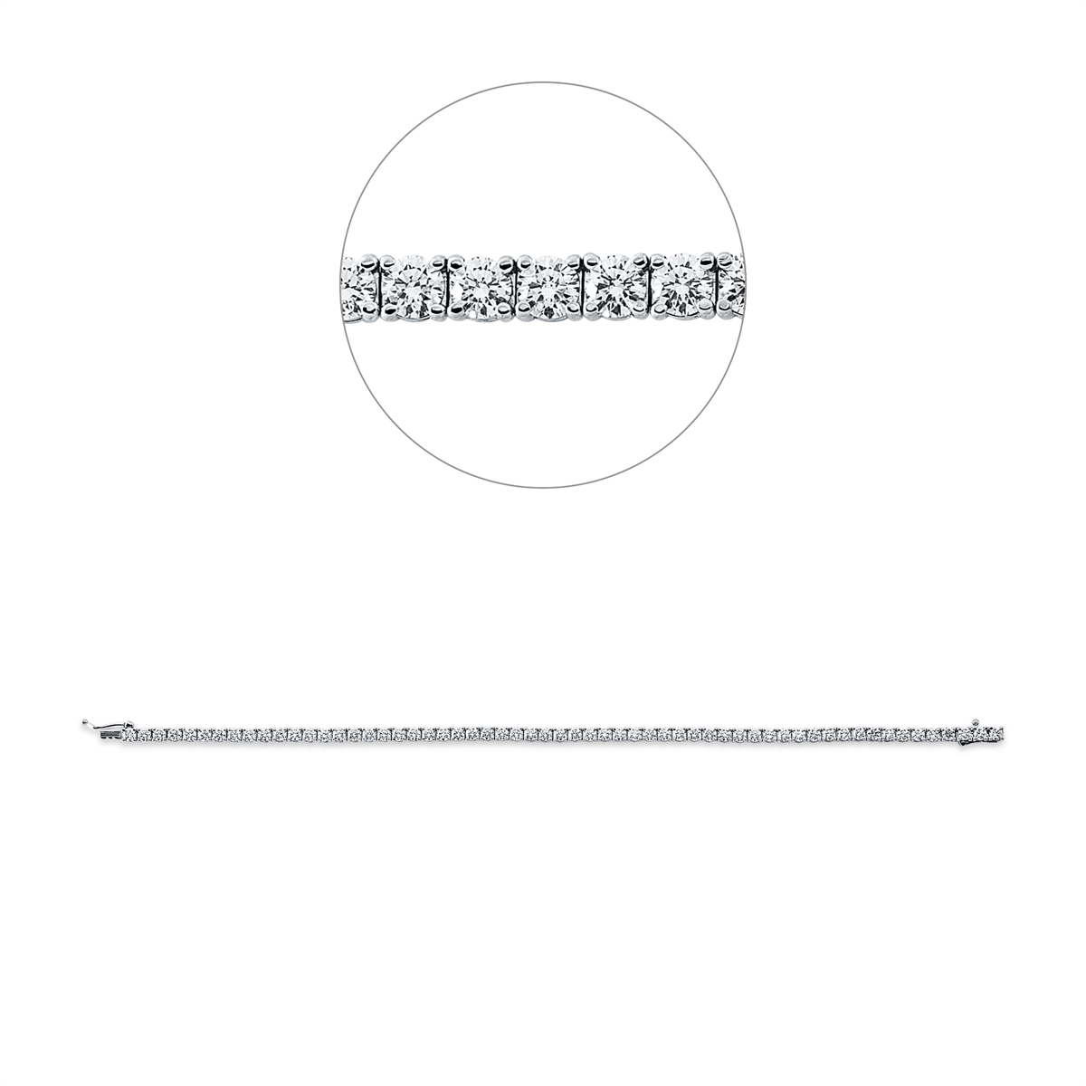 diamond full cut  tennis bracelet bracelet in white gold