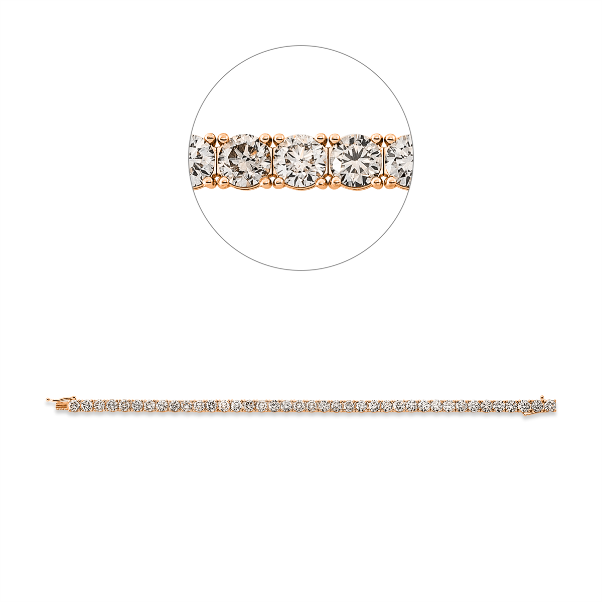 diamond full cut  tennis bracelet bracelet in red gold