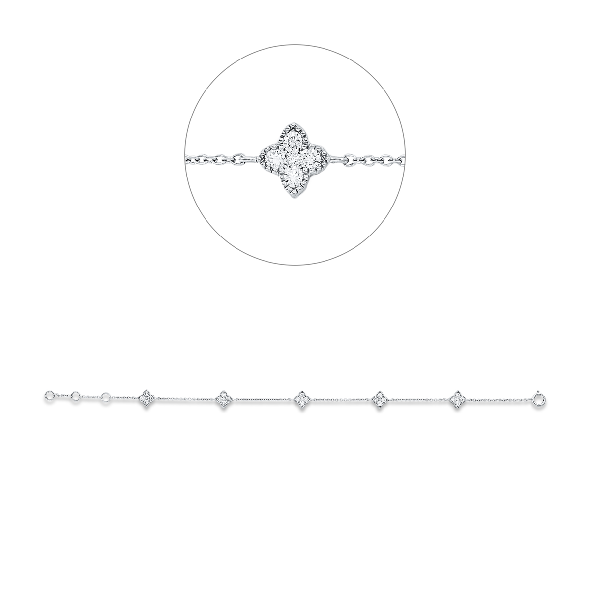 diamond full cut  modern woman bracelet in white gold