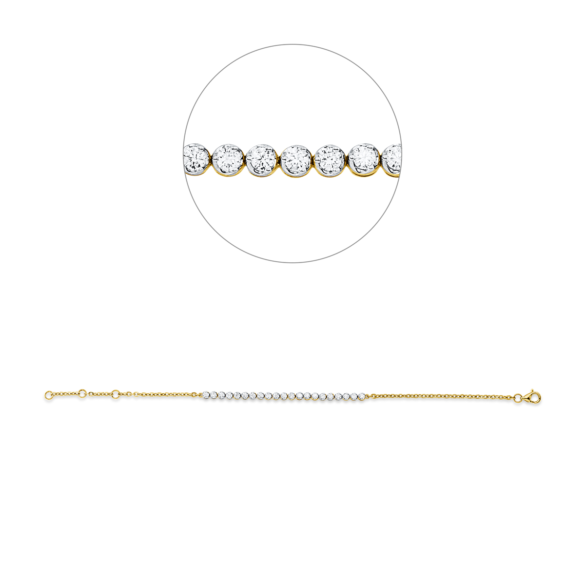 diamond full cut  tennis bracelet bracelet in yellow gold / white gold
