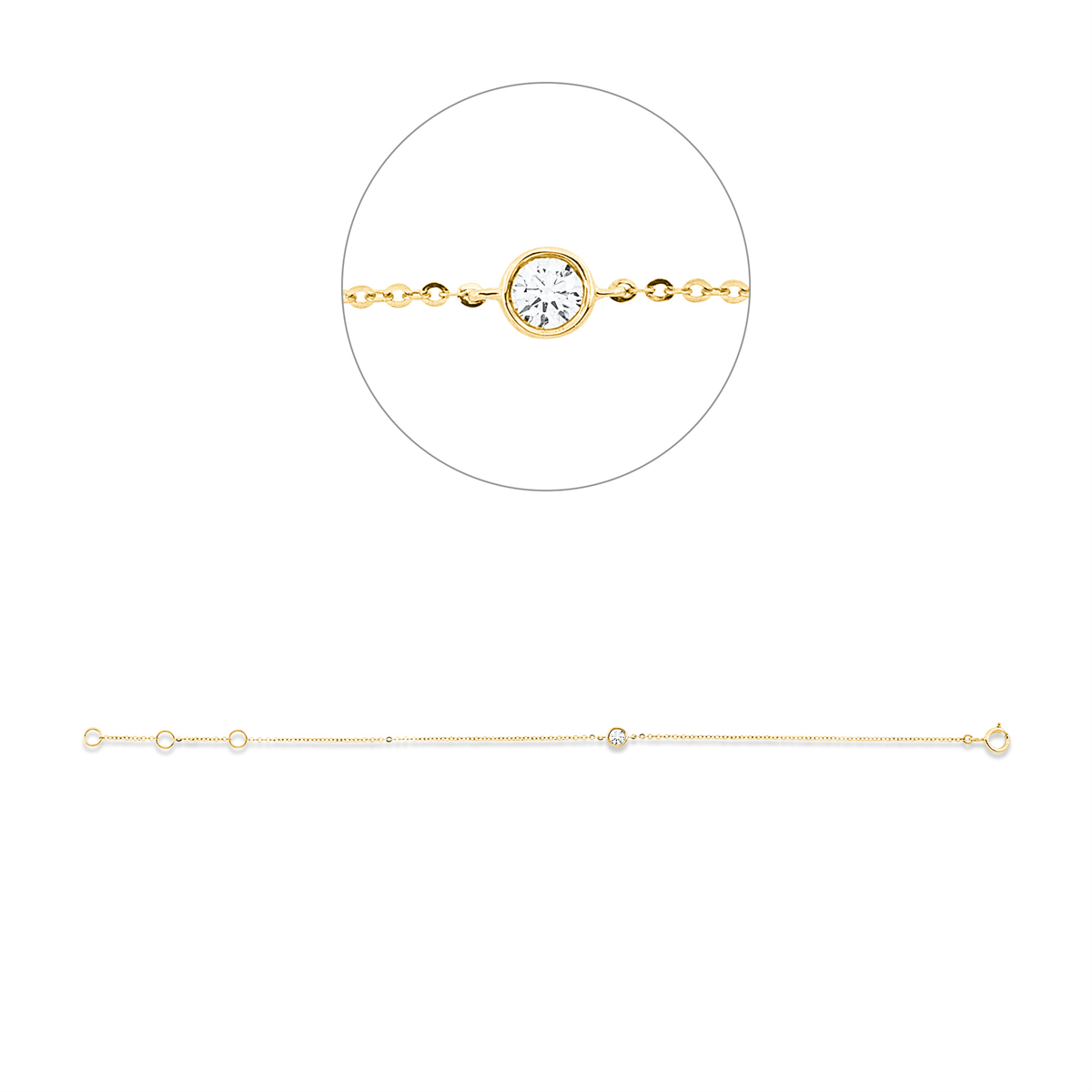 diamond full cut  modern woman bracelet in yellow gold