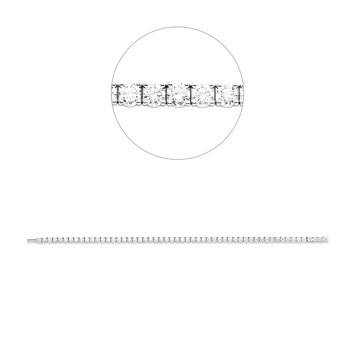 diamond full cut  tennis bracelet bracelet in white gold