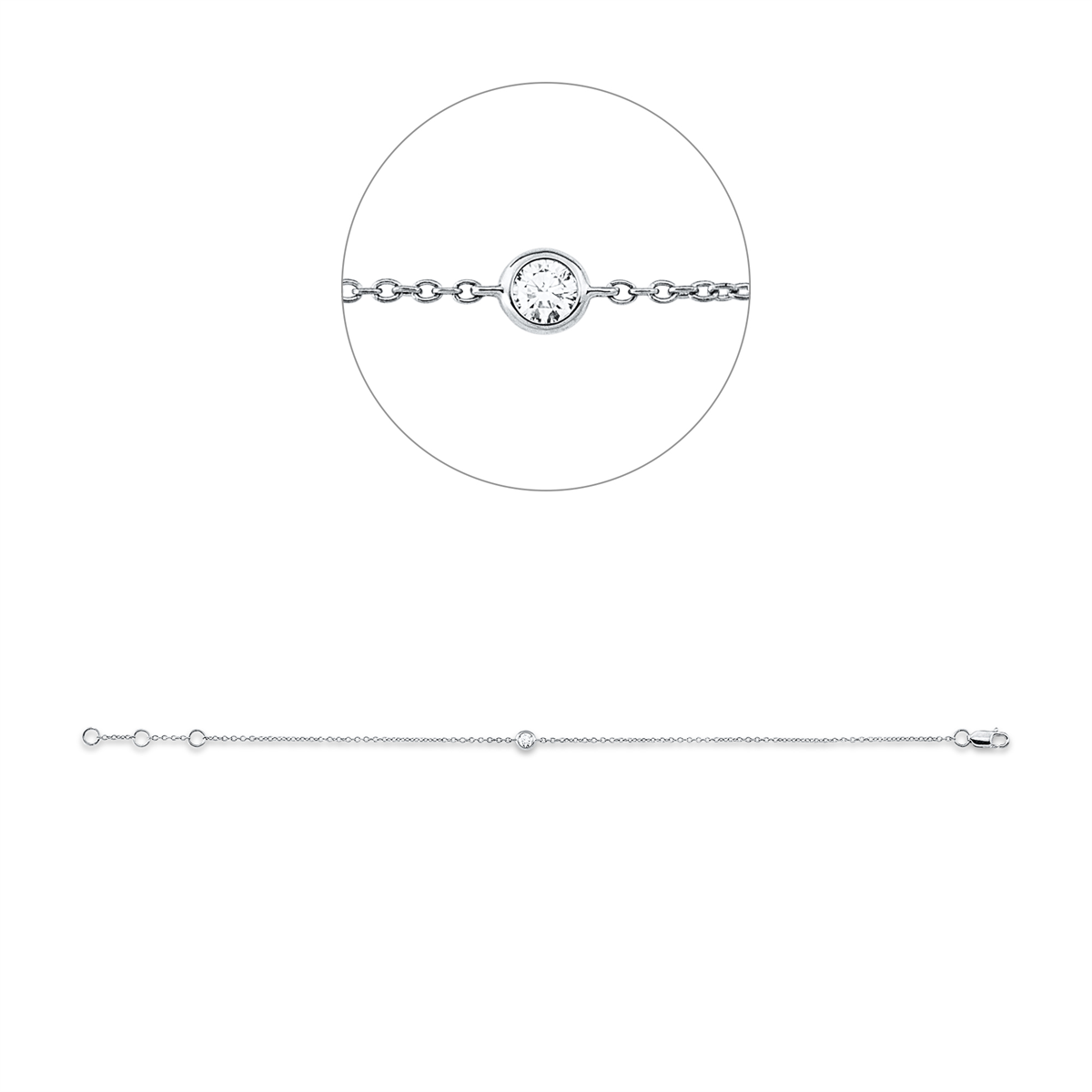 diamond full cut  modern woman bracelet in white gold