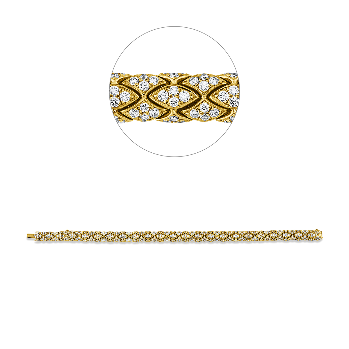 diamond full cut  tennis bracelet bracelet in yellow gold