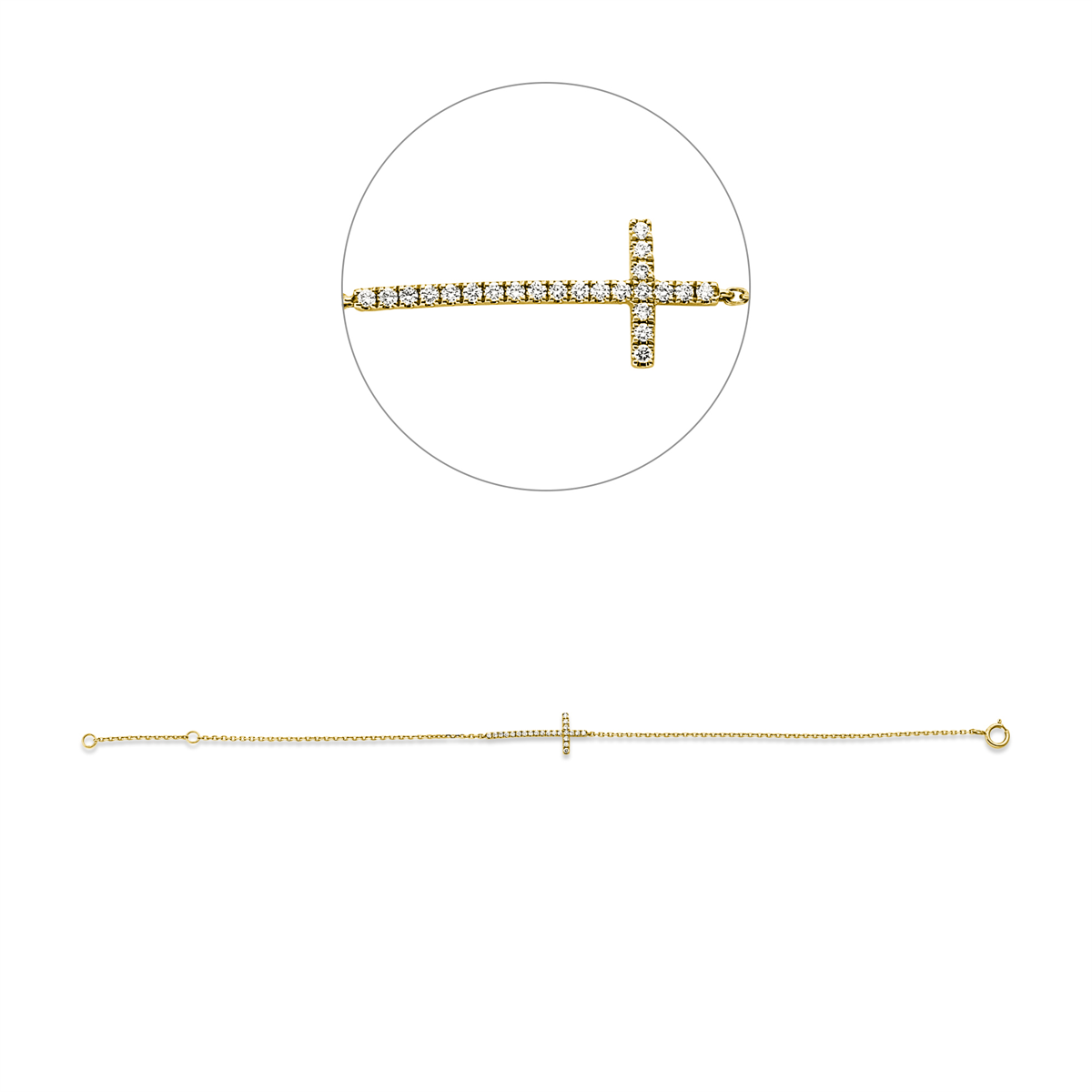 diamond full cut  symbol bracelet in yellow gold