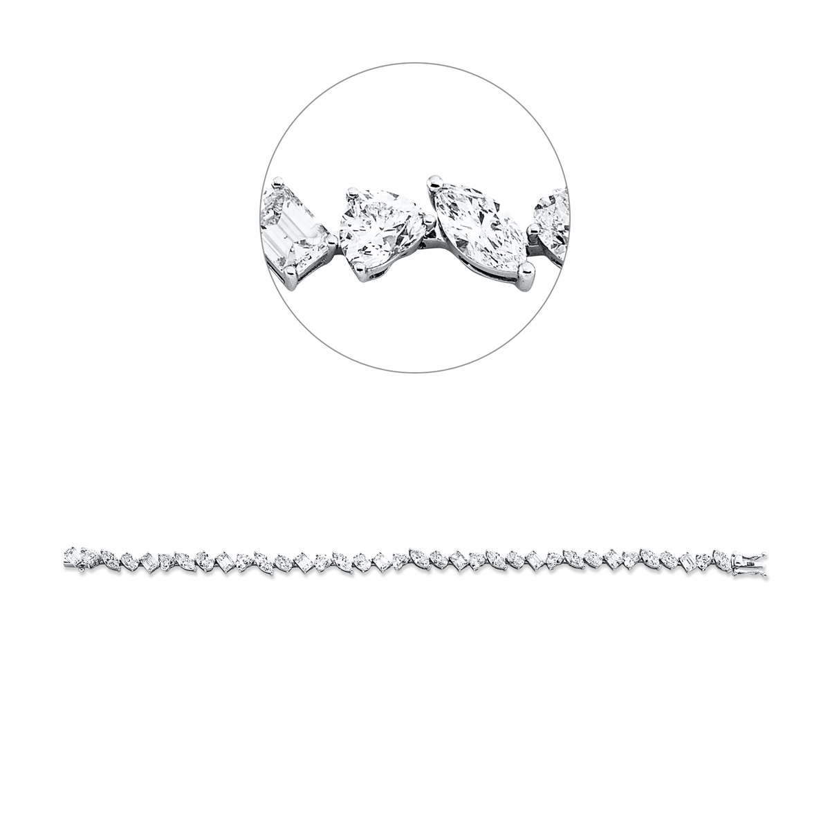 emerald cut  exclusive bracelet in white gold platinum 950