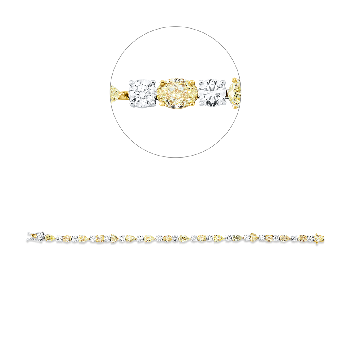 diamond full cut  fancy colored diamond bracelet in yellow gold platinum 950