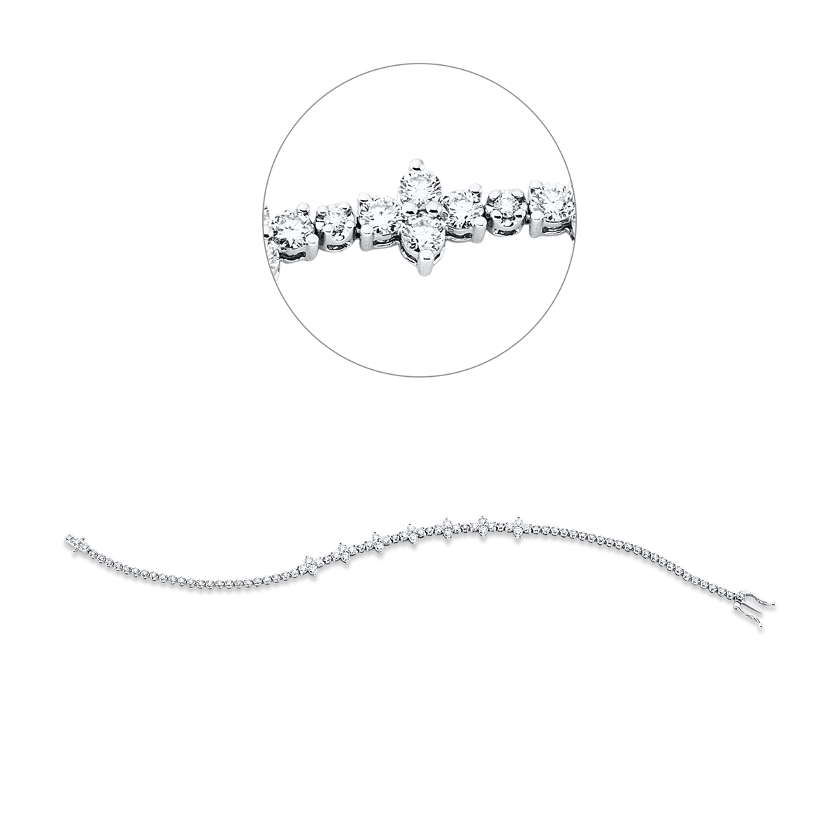 diamond full cut  multi-stone bracelet in white gold
