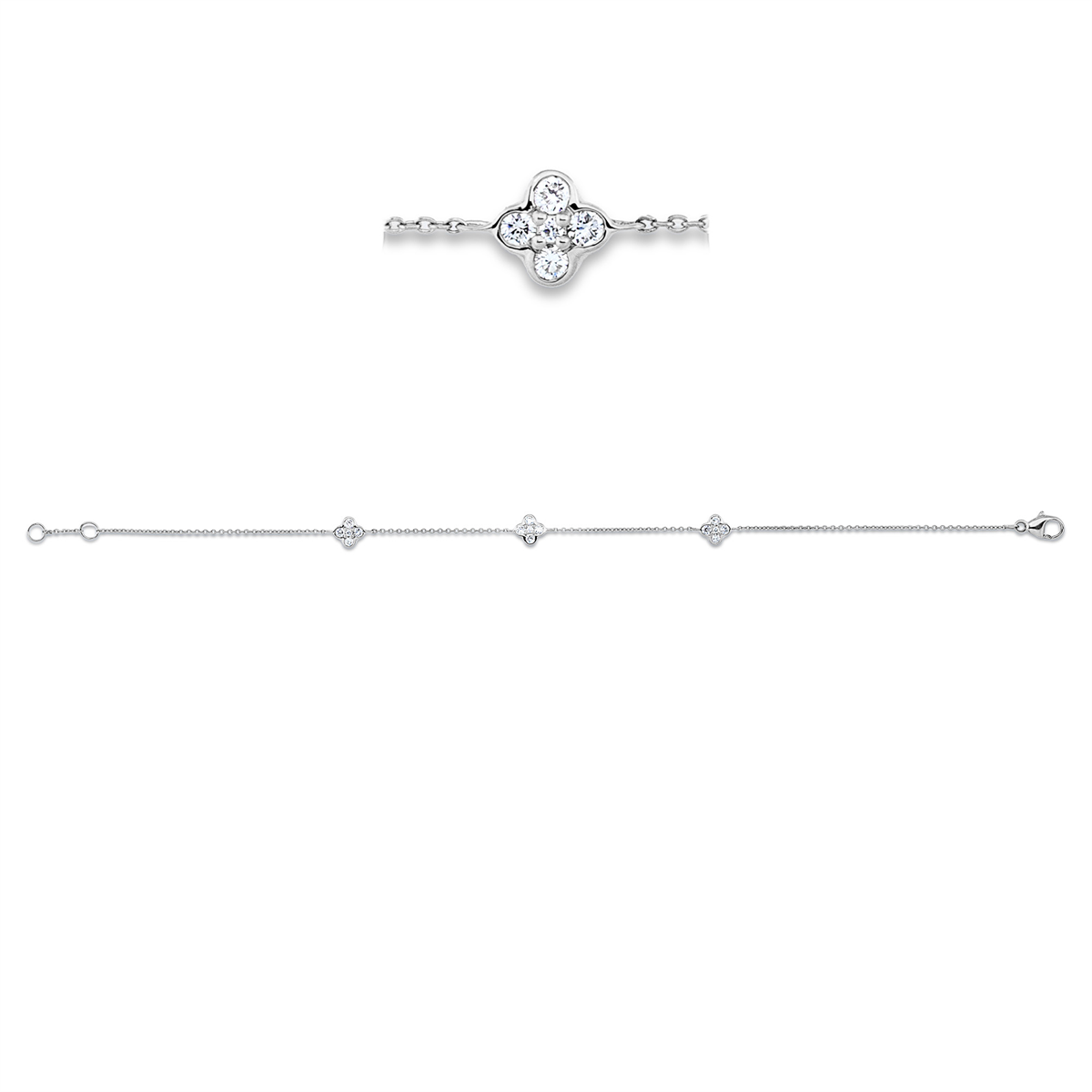 diamond full cut  modern woman bracelet in white gold