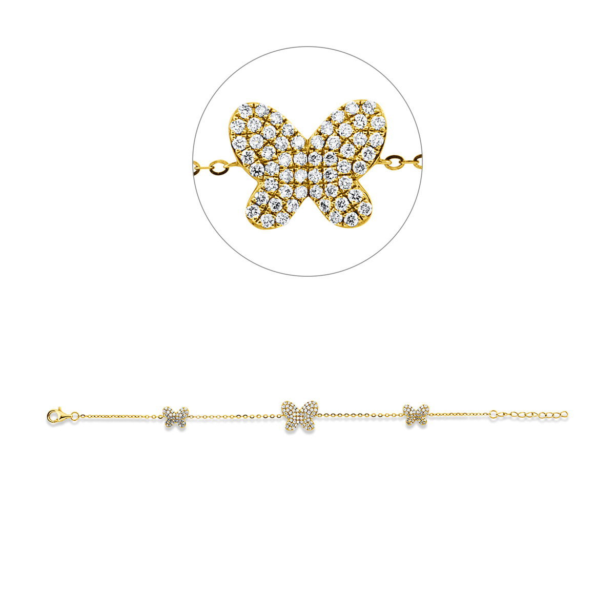 diamond full cut  animal bracelet in yellow gold
