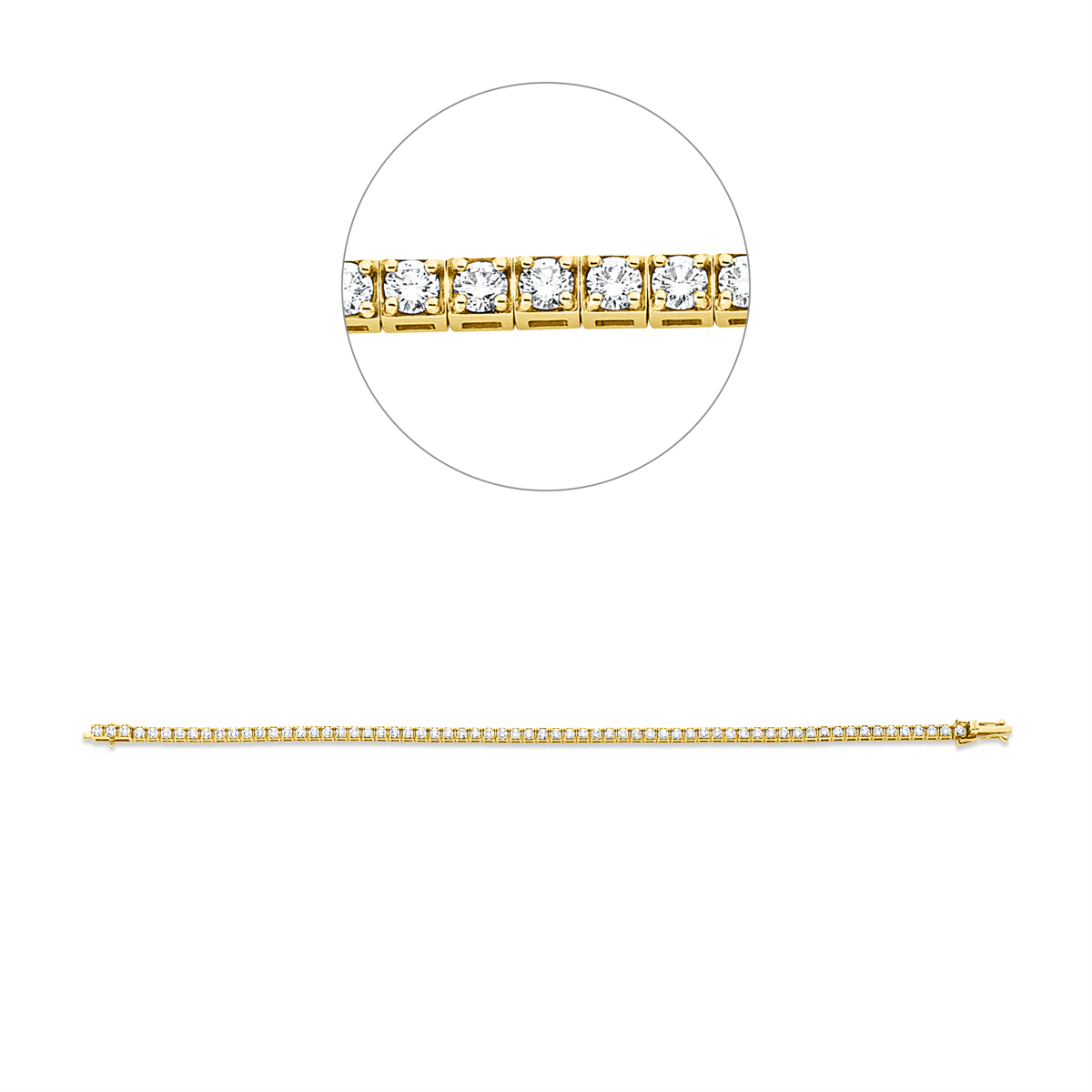 diamond full cut  tennis bracelet bracelet in yellow gold