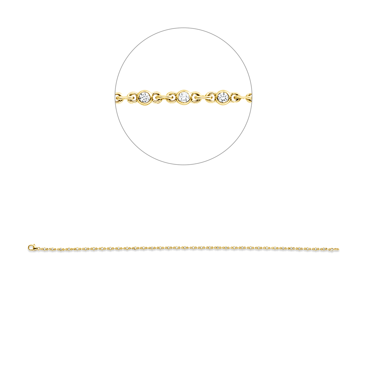 diamond full cut  modern woman bracelet in yellow gold