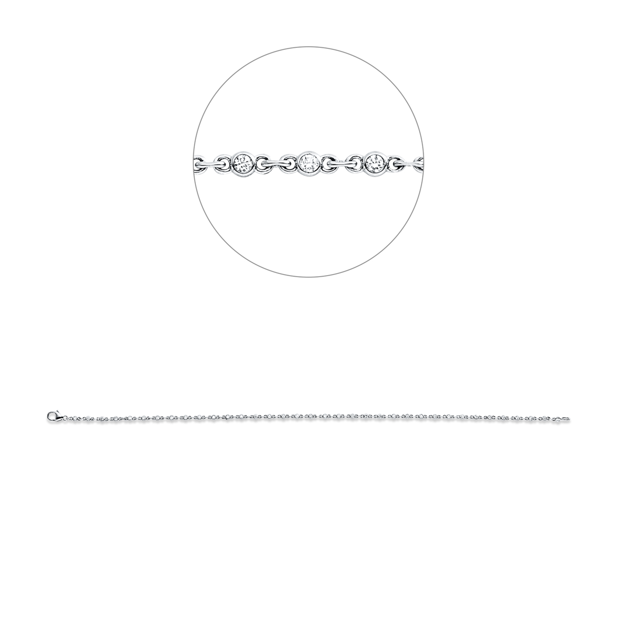 diamond full cut  modern woman bracelet in white gold