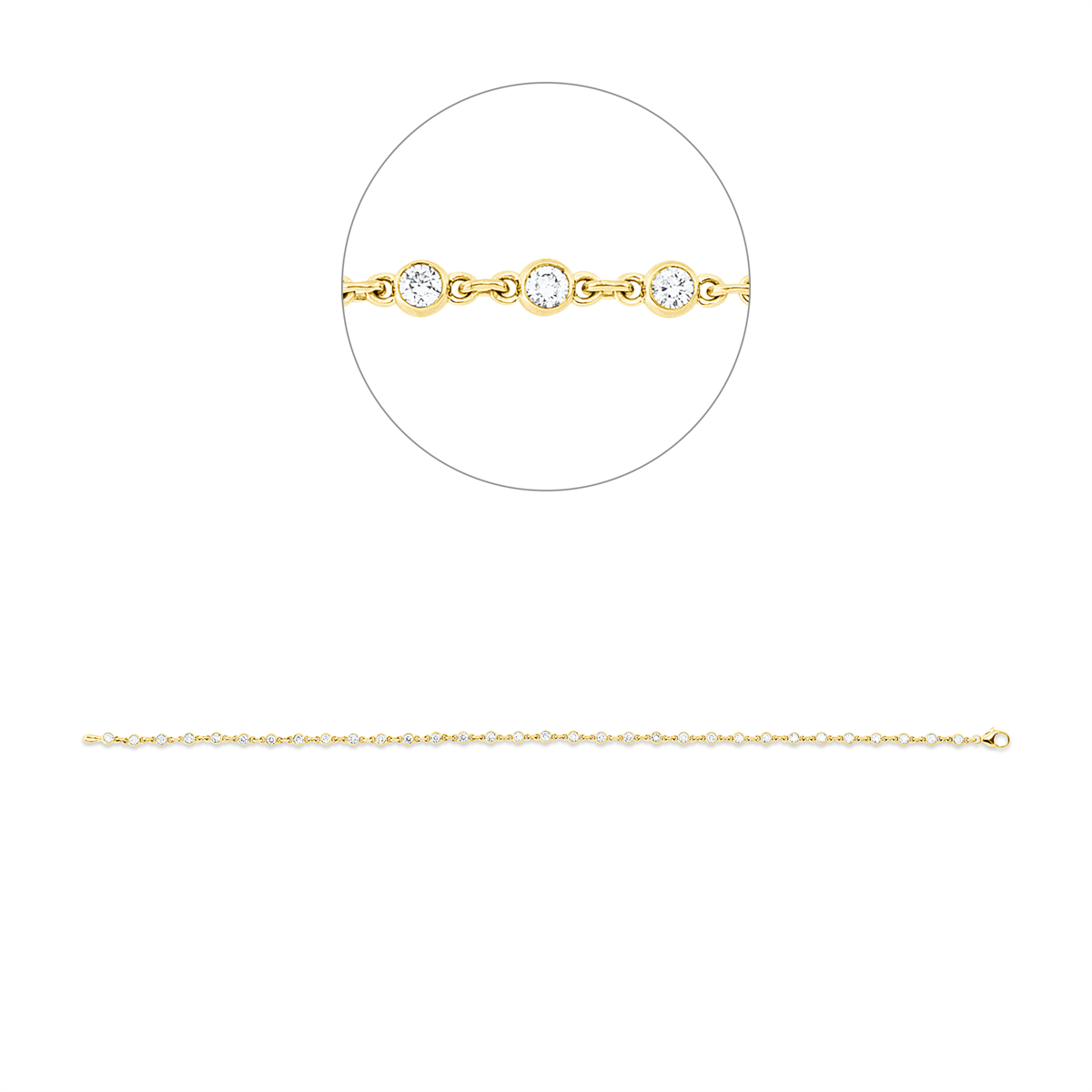 diamond full cut  modern woman bracelet in yellow gold