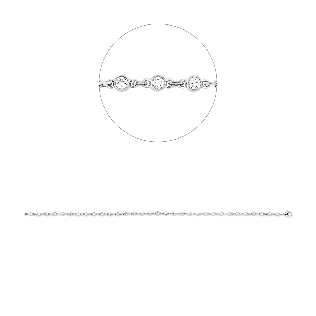 diamond full cut  modern woman bracelet in white gold